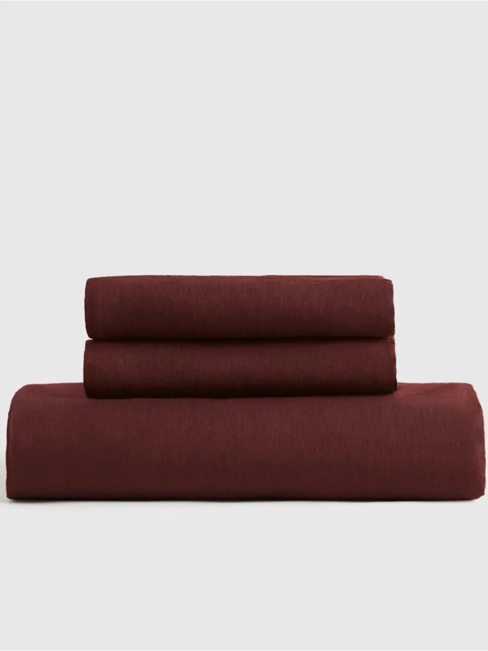 Quince European Linen Fitted Sheet Set- cal king- burgundy